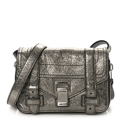 Proenza Schouler Metallic Paper Lambskin PS1 Mini Pouch Messenger Dark Silver 1 of 8