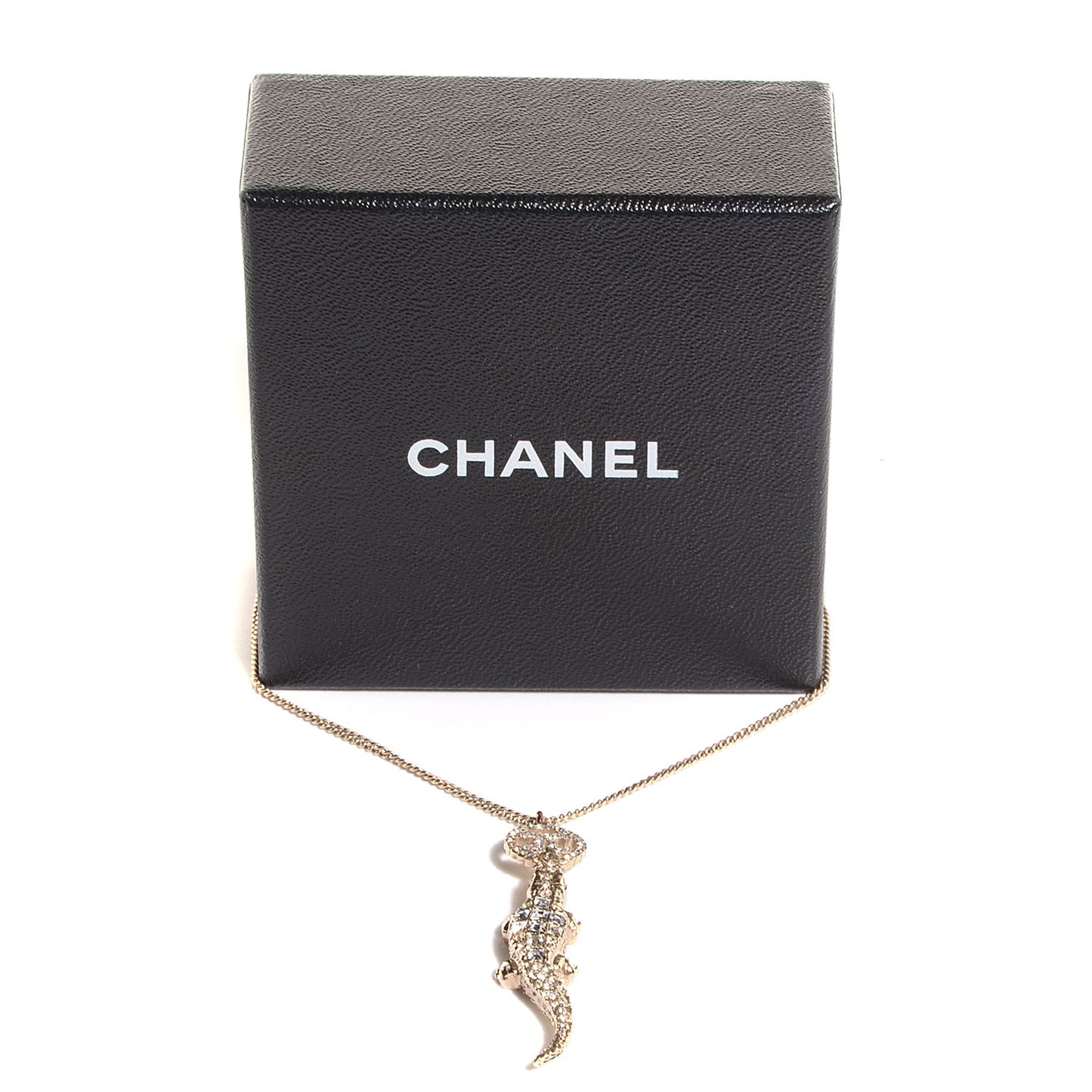 Crystal CC Alligator Necklace Gold