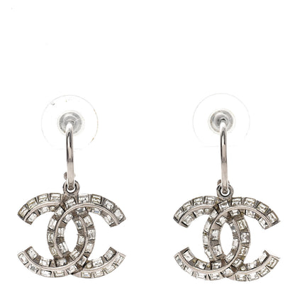 Chanel Baguette Crystal CC Dangle Earrings Silver 1 of 4
