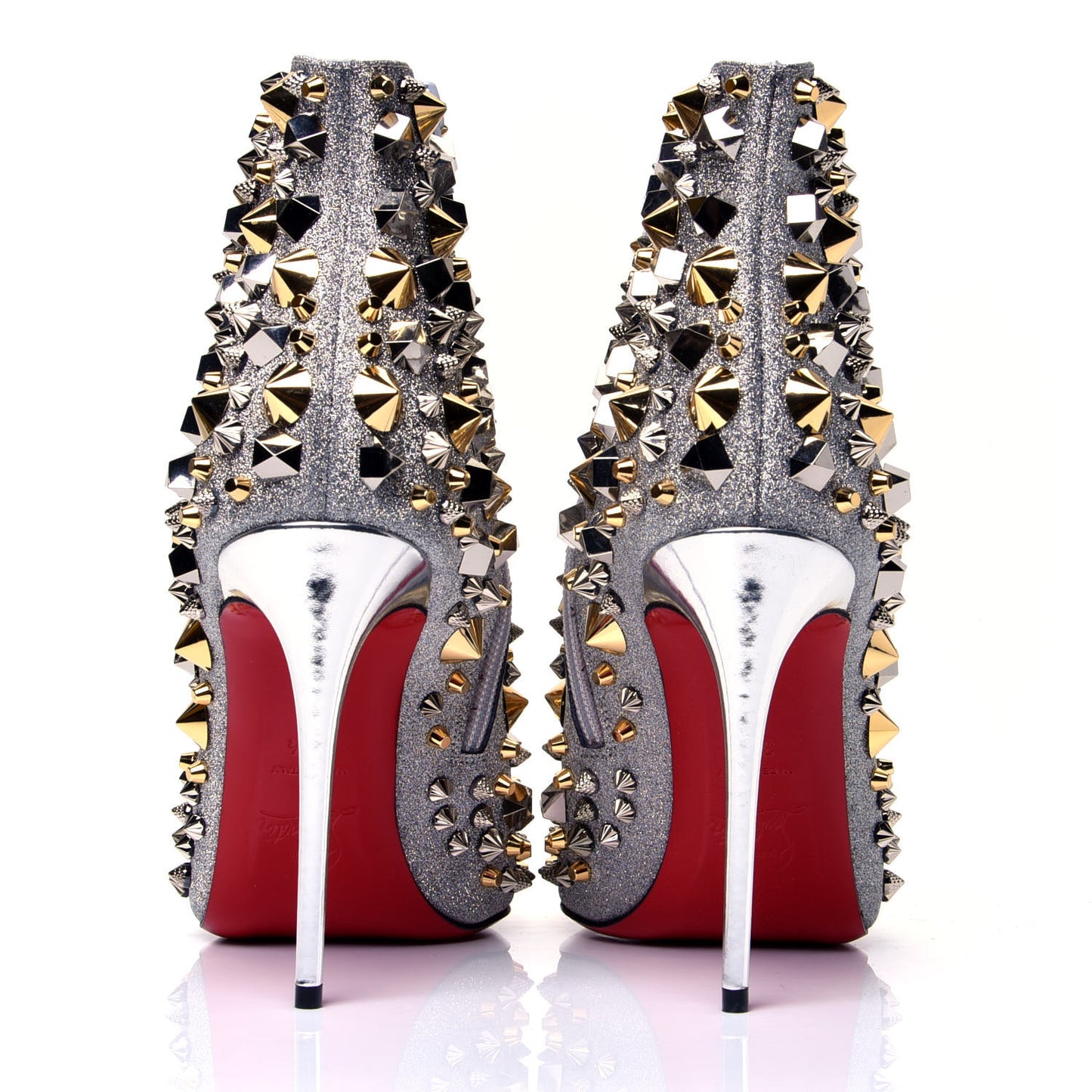 Calfskin Specchio Glitter So Full Kate 100 Ankle Boots 39.5 Silver Multicolor