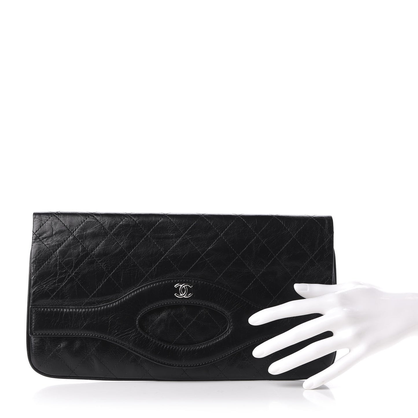 Shiny Crumpled Calfskin Small 31 Pouch Black