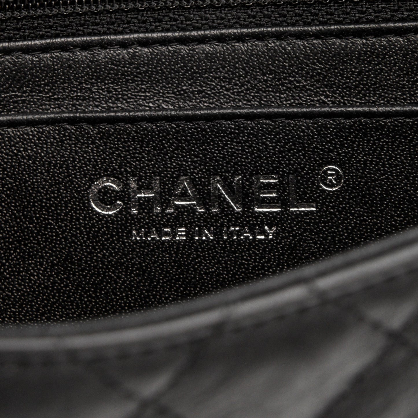 Crumpled Calfskin Quilted Mini Square Flap So Black