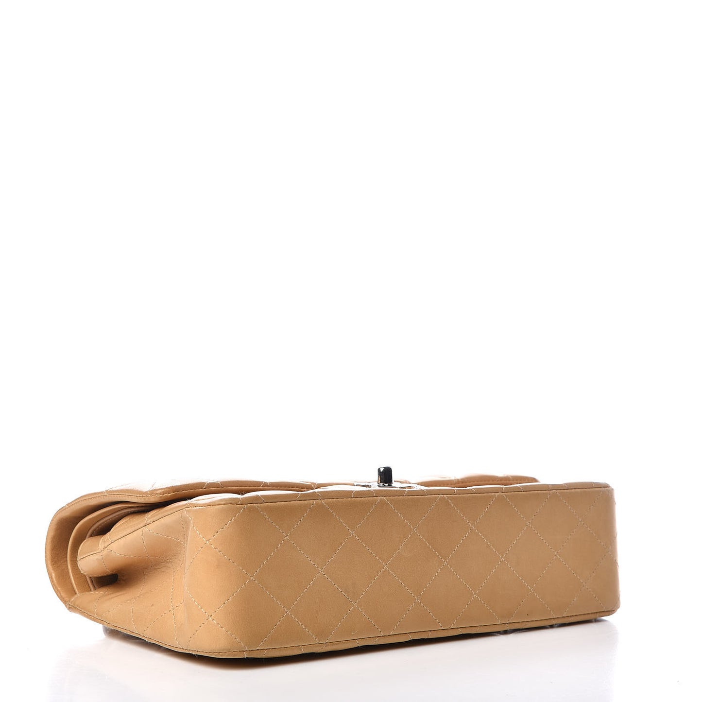 Lambskin Quilted Medium Double Flap Beige