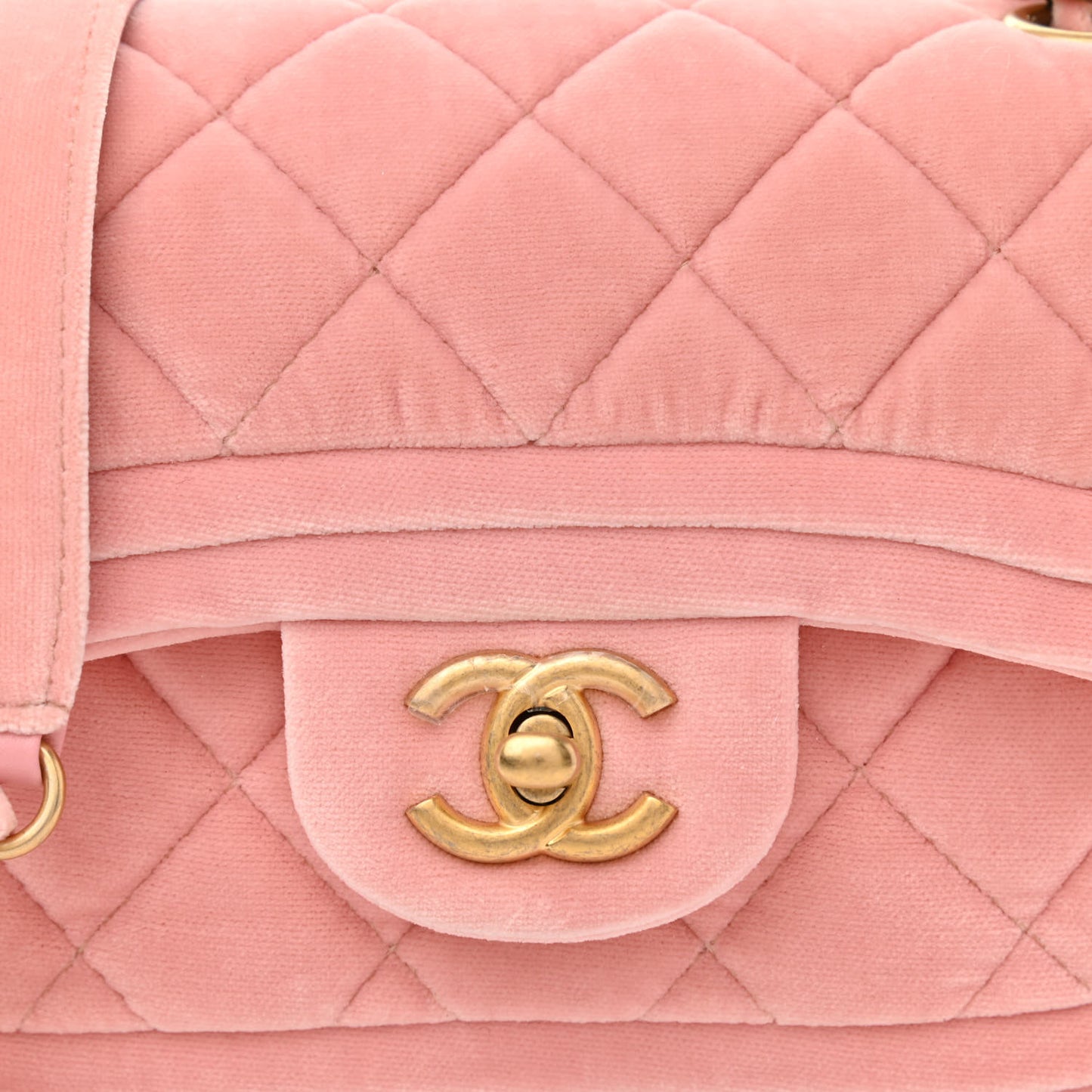 Velour Quilted Mini Double Frame Flap Rose