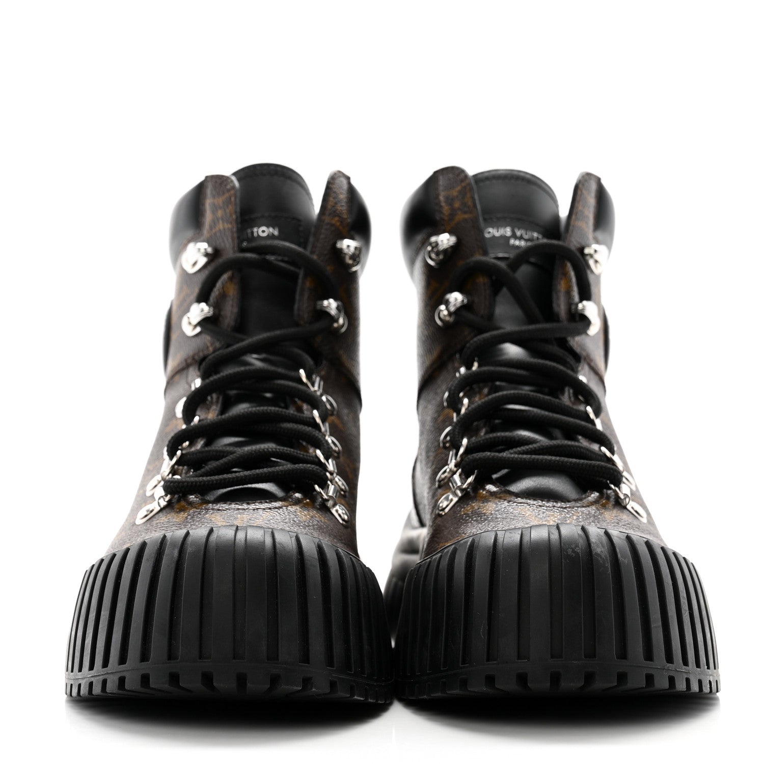 Louis Vuitton Calfskin Patent Monogram Ruby Flat Ranger Boots 39 Black 2 of 12