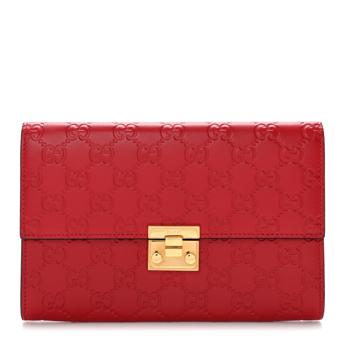 Guccissima Padlock Clutch Hibiscus Red