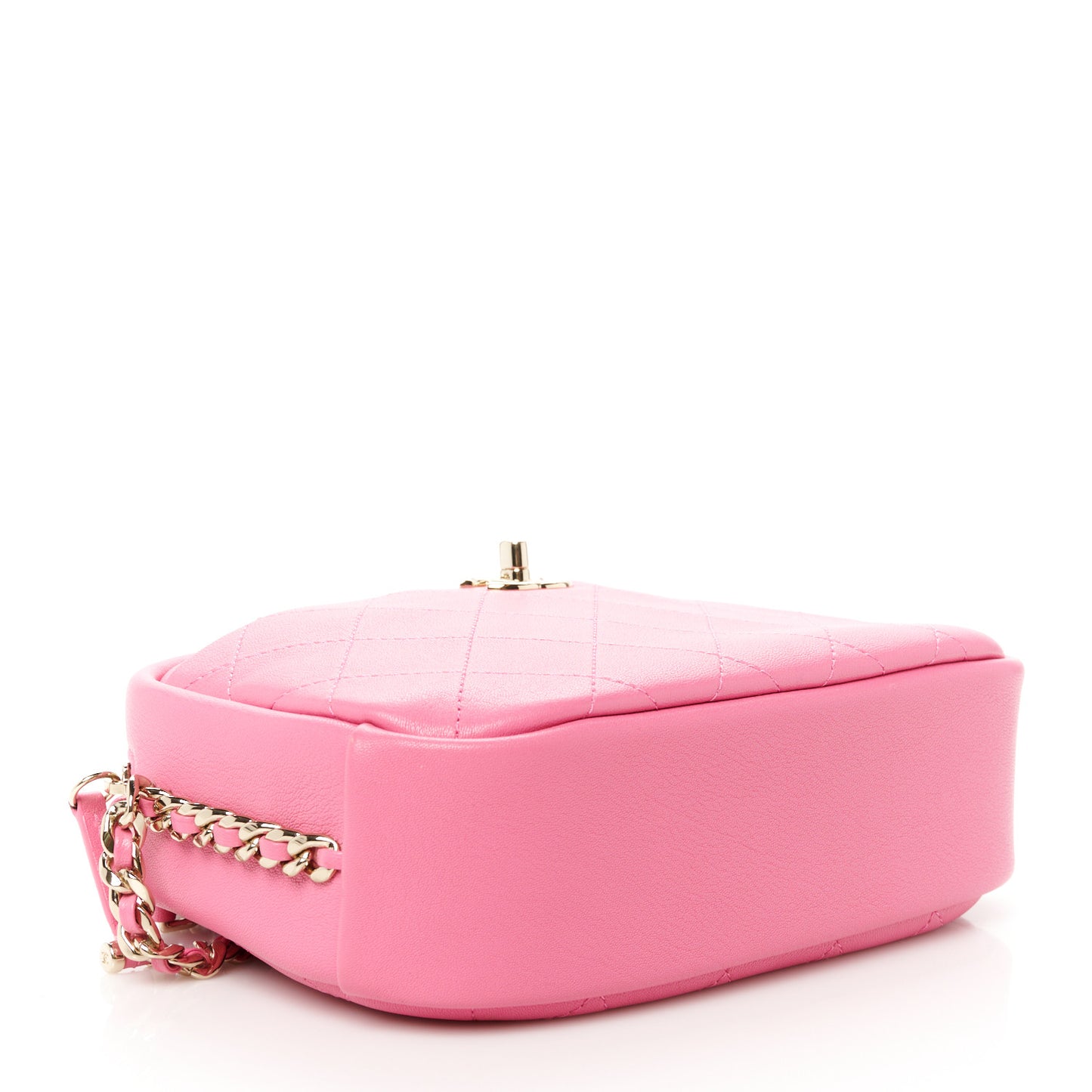 Goatskin Quilted Medium Casual Trip Camera Case Pink
