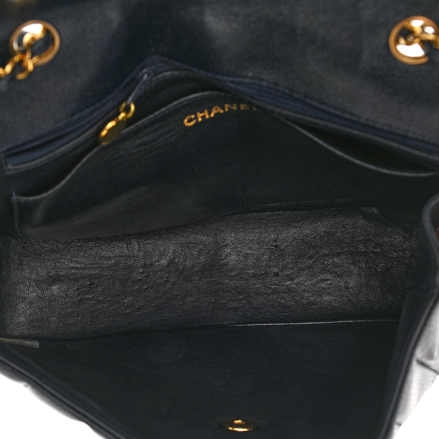 Chanel Caviar Vertical Quilted Small Single Flap Dark Blue 5 of 12