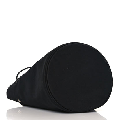 Balenciaga Recycled Sport Nylon Logo Embroidered Wheel Drawstring Bucket Bag Black White 4 of 8
