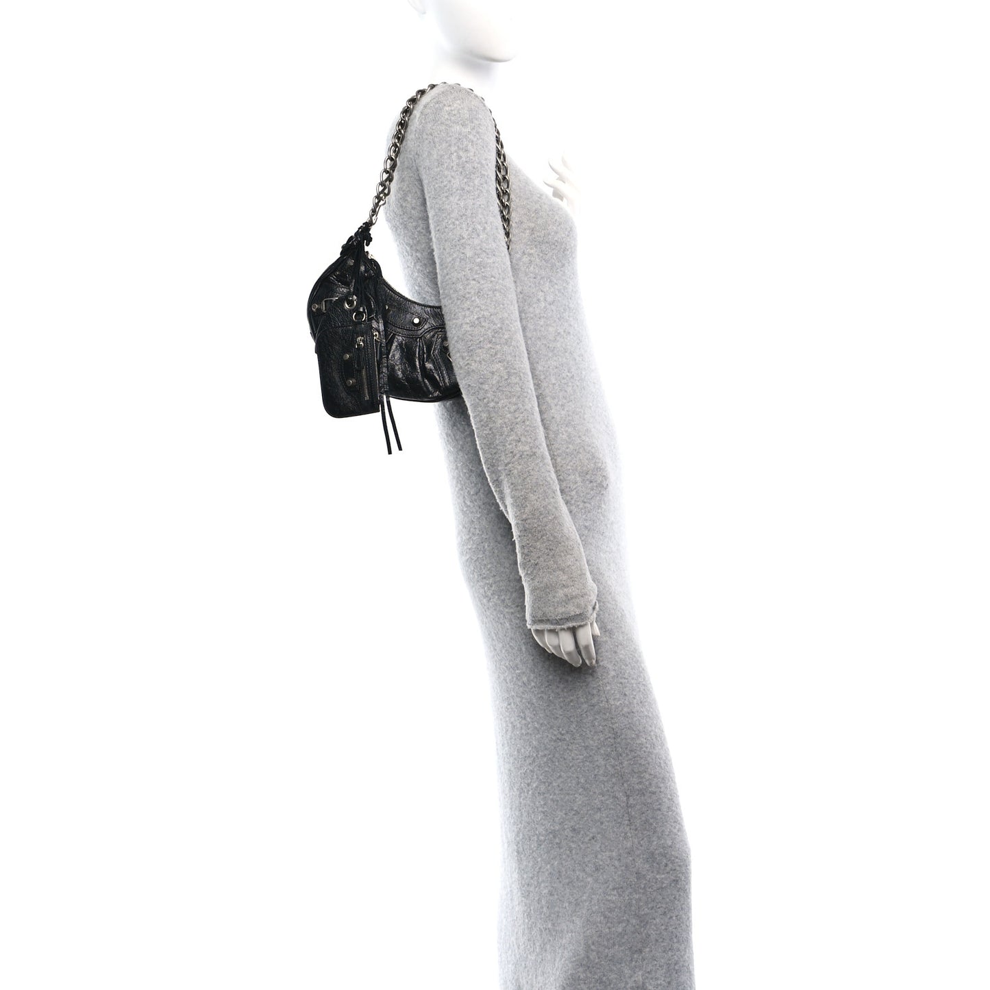 Agneau Arena Le Cagole Chain Shoulder Bag XS Black