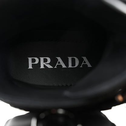 Prada Spazzolato Rois Nylon Metal Triangle Logo Monolith Pouch Pocket 55mm Boots 36.5 Black 7 of 8