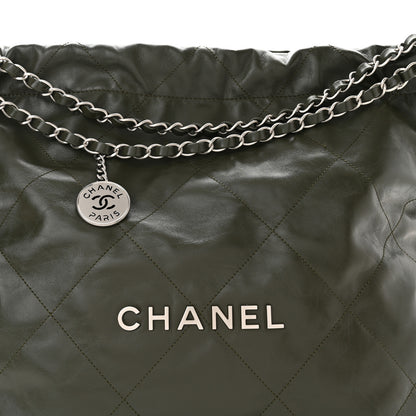 Chanel Shiny Calfskin Quilted Chanel 22 Khaki 9 of 11
