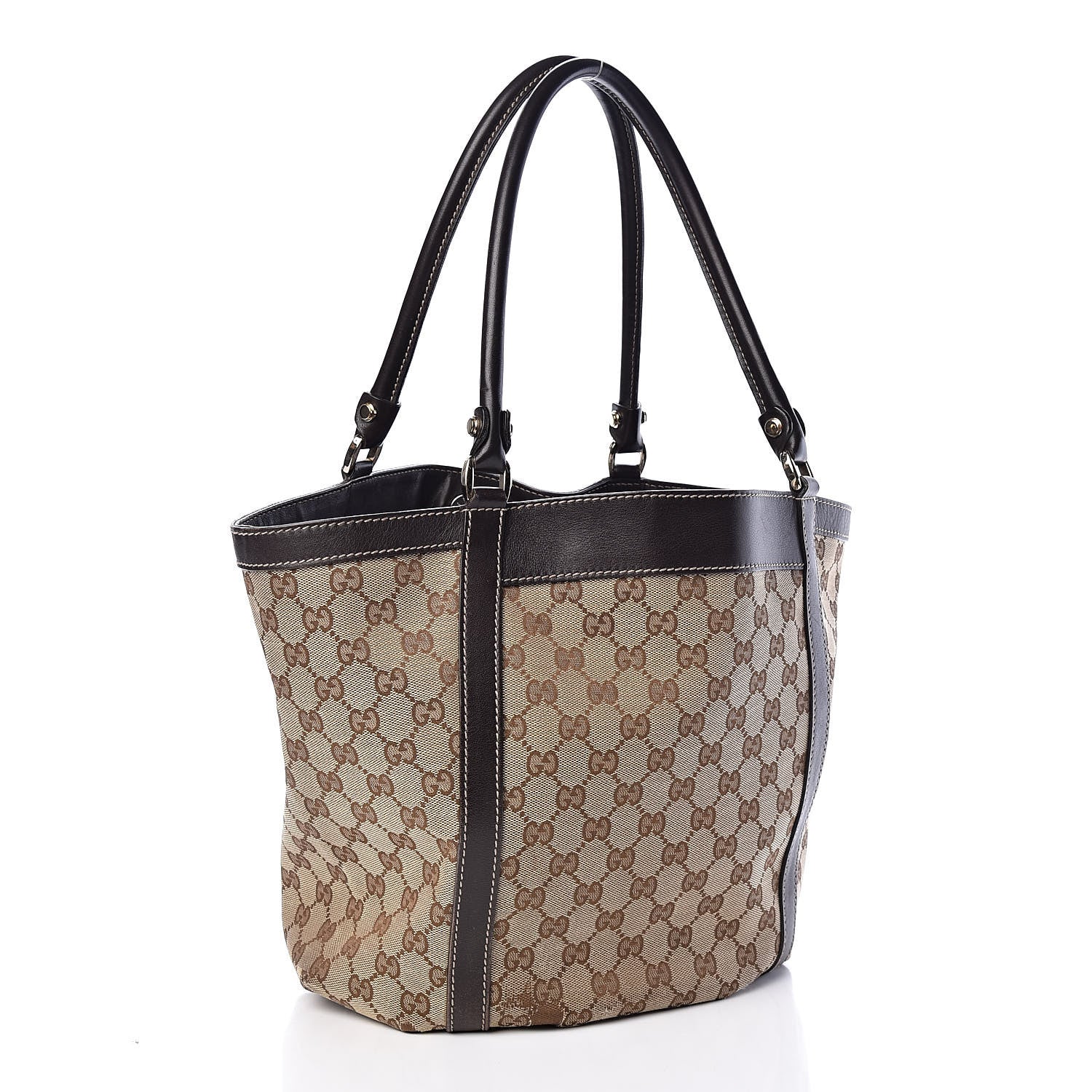 Gucci Monogram Medium D Gold Tote Bag Brown 3 of 15