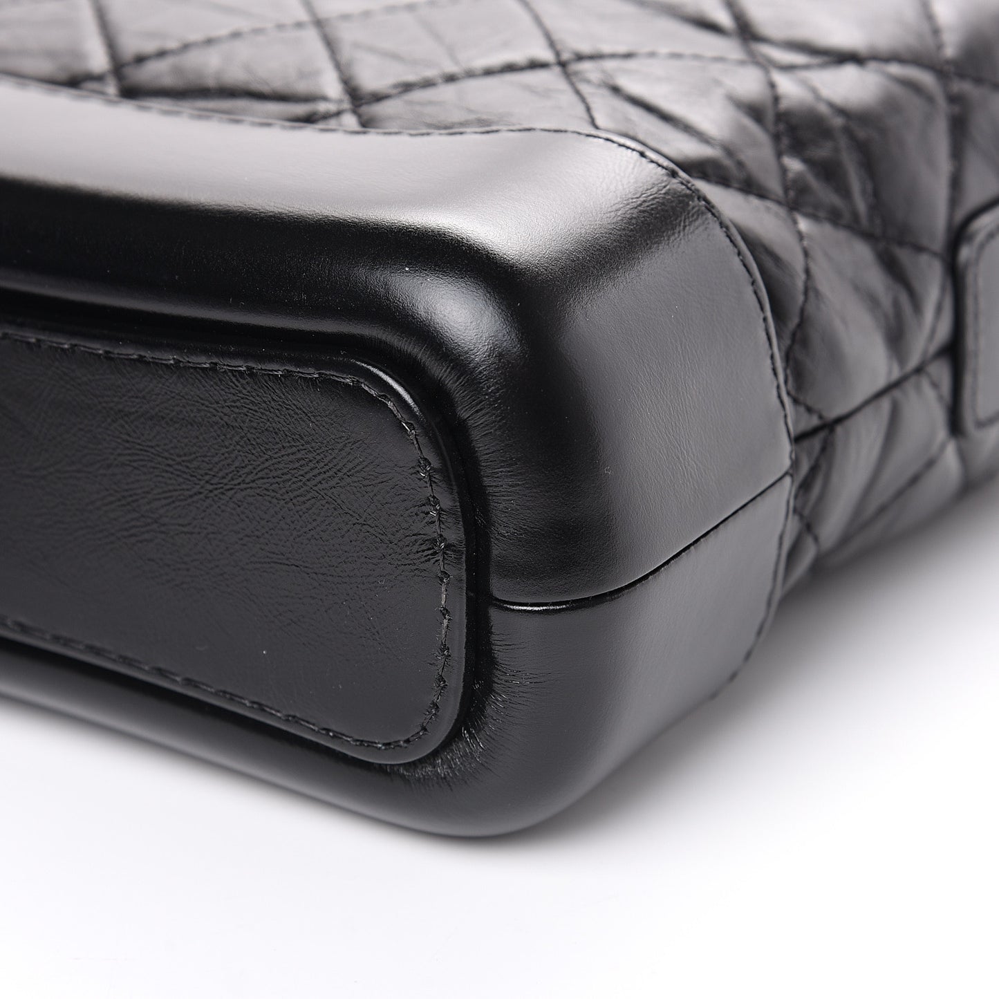 Aged Calfskin Quilted Small Gabrielle Logo Hobo Black