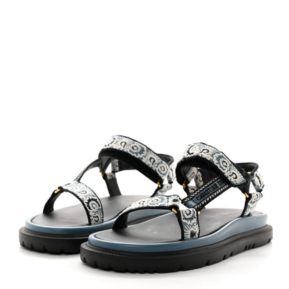 Christian Dior Canvas Embroidered Bandana 10mm D-Wave Sandals 40.5 Deep Blue 3 of 9