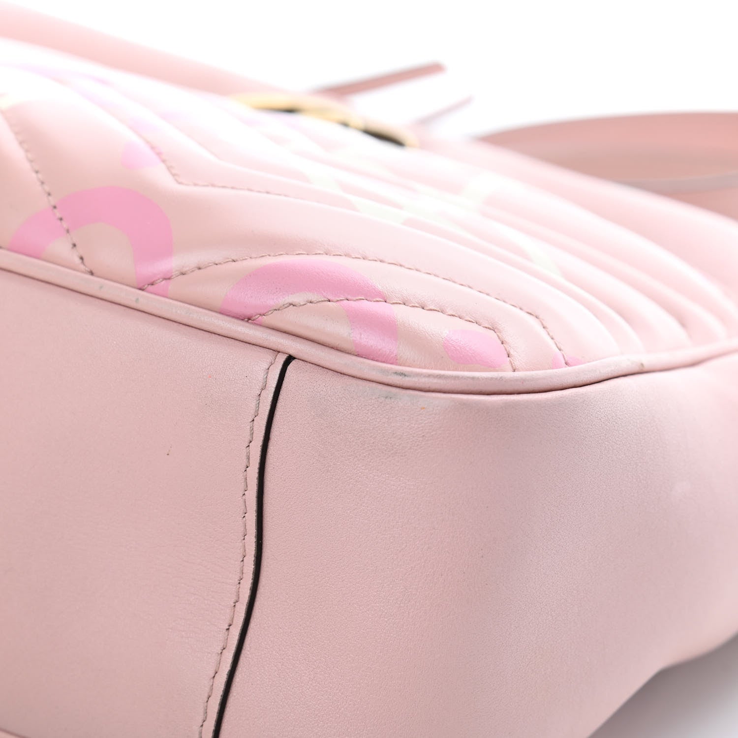 Gucci Calfskin Matelasse GucciGhost Medium GG Marmont Chain Shoulder Bag Perfect Pink Rosa Ivory 7 of 8