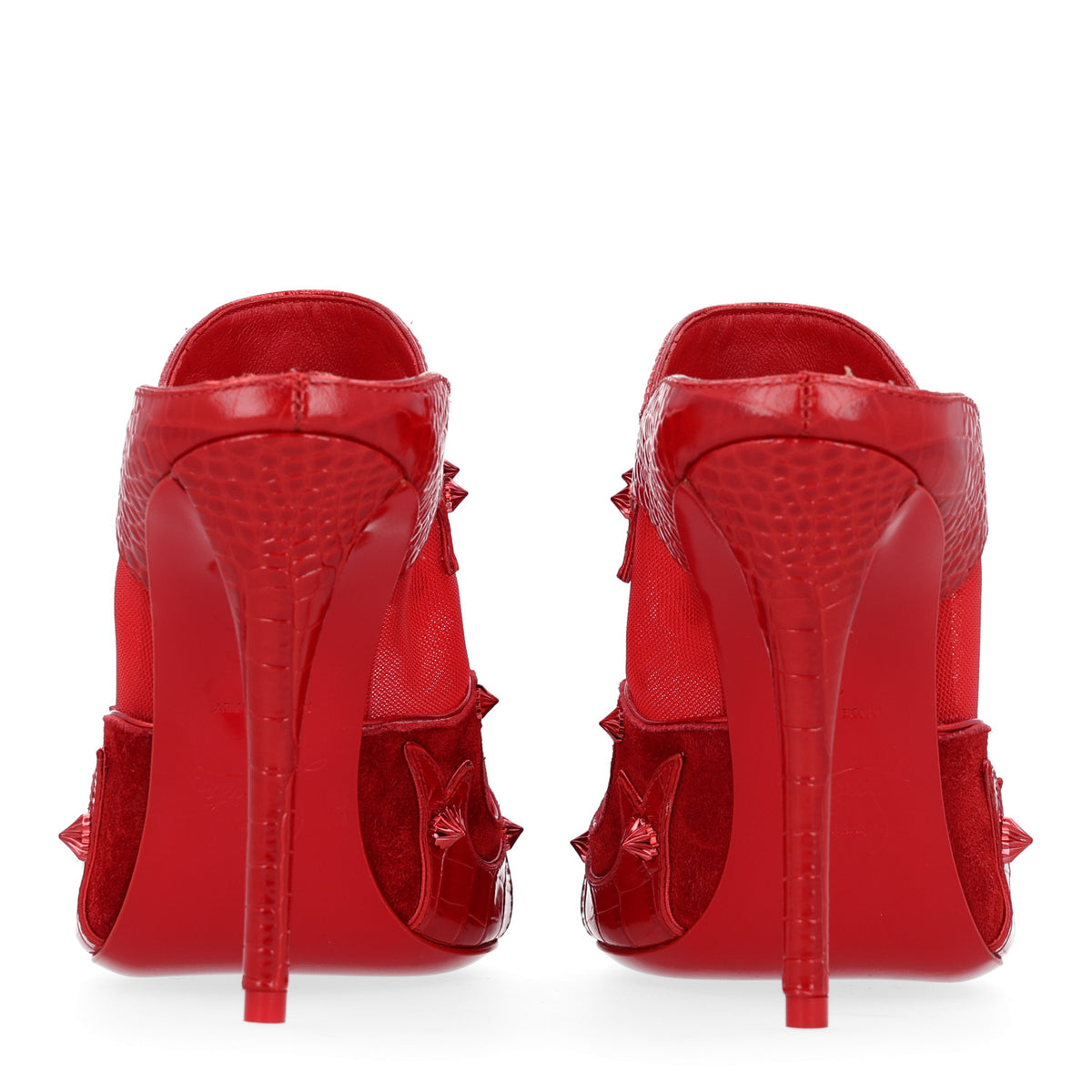 Embossed Alligator Veau Velours Mesh Studded Mulatiag 100 Pumps 37 Loubi