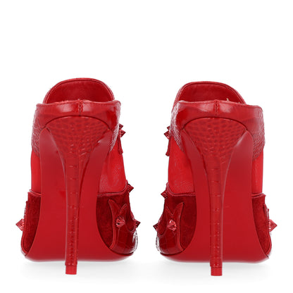 Christian Louboutin Embossed Alligator Veau Velours Mesh Studded Mulatiag 100 Pumps 37 Loubi 6 of 9