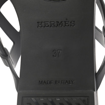 Hermes Rubber Womens Egerie Sandals 37 Black 6 of 8