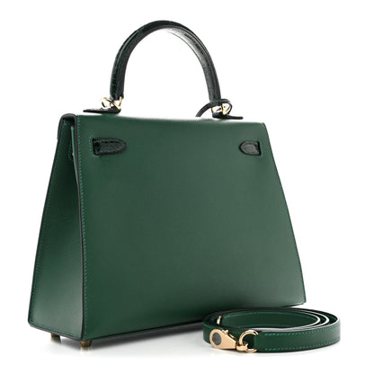 Hermes Madame Calfskin Shiny Alligator Kelly Sellier Touch 25 Vert Moyen 3 of 10