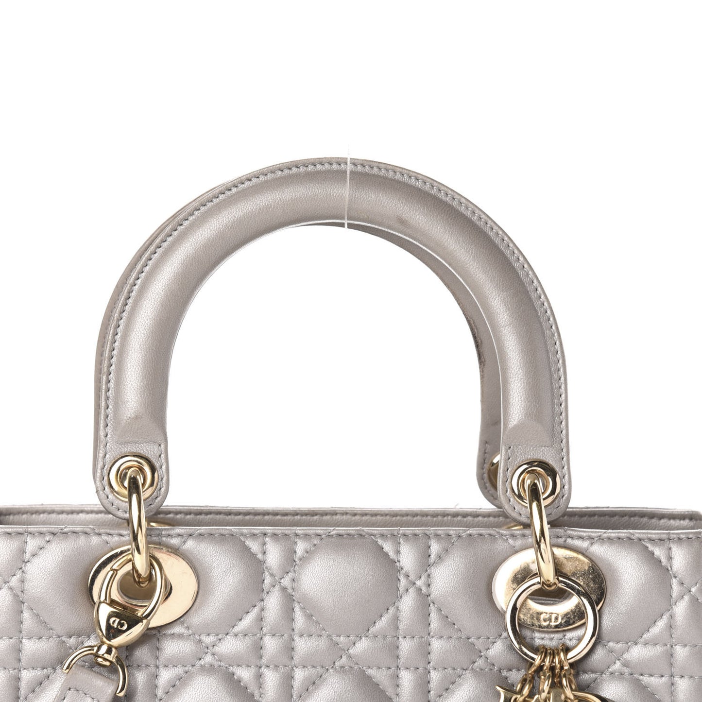 Pearly Lambskin Cannage Medium Lady Dior Grey