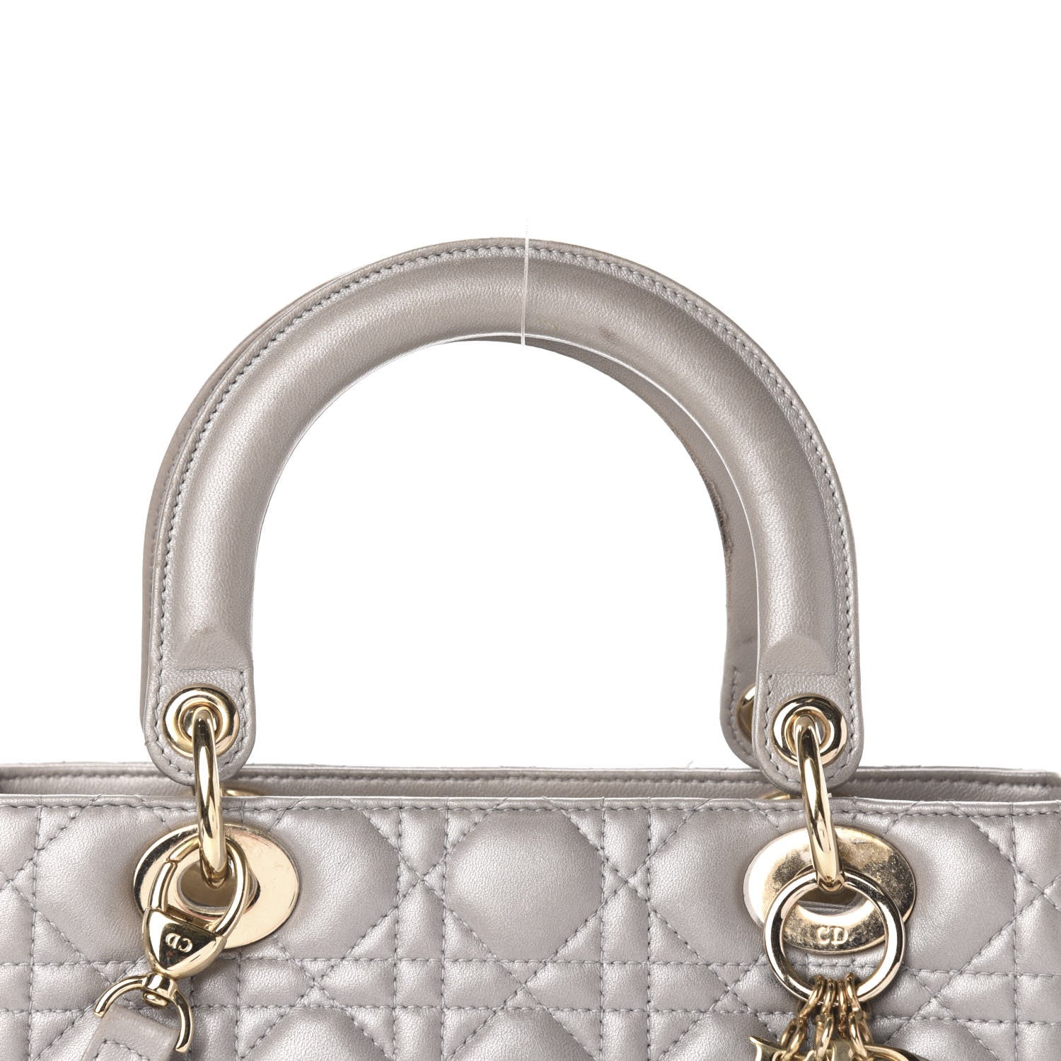 Christian Dior Pearly Lambskin Cannage Medium Lady Dior Grey 14 of 19