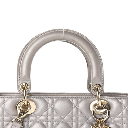 Christian Dior Pearly Lambskin Cannage Medium Lady Dior Grey 14 of 19