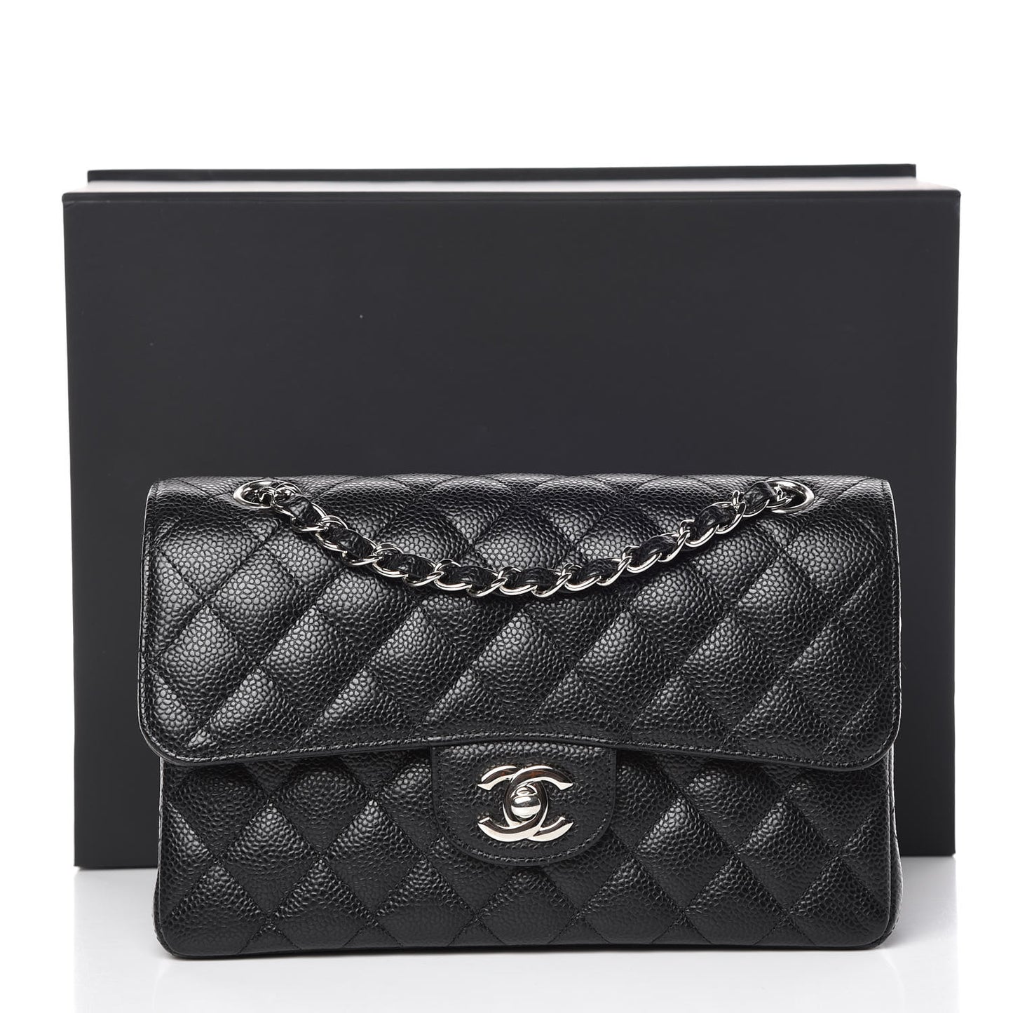 Caviar Quilted Small Double Flap Black