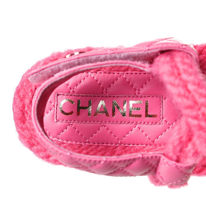 Chanel Cord Lambskin Quilted Logo Sandals 37 Pink 9 of 11