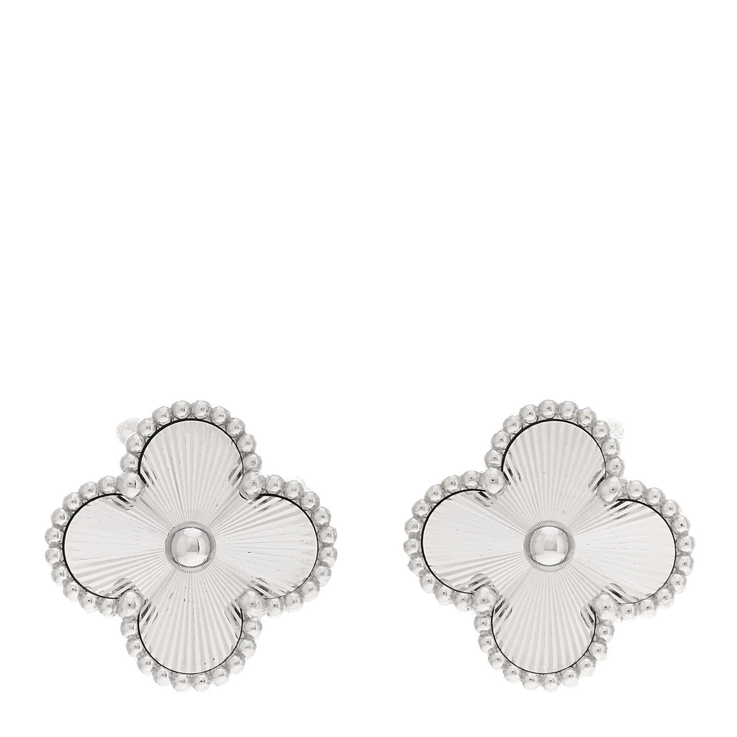 18K White Gold Guilloche Vintage Alhambra Earrings