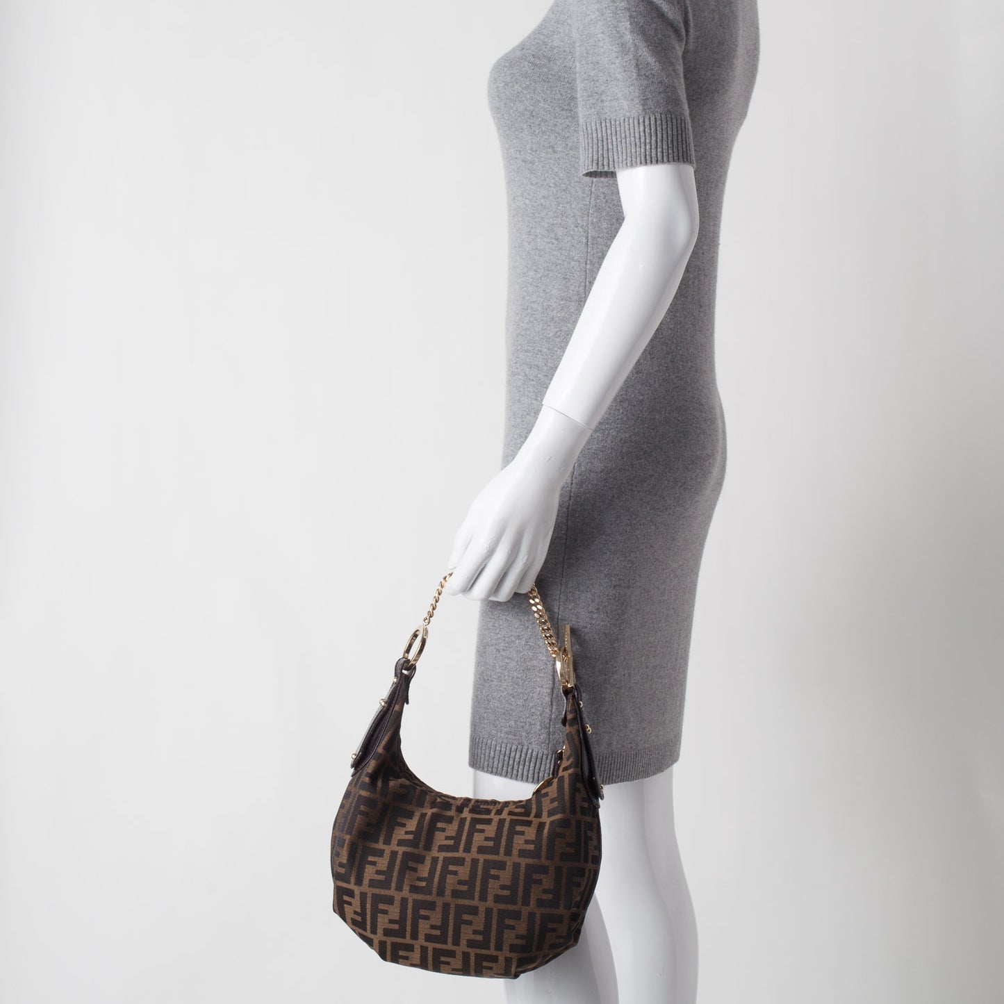 Zucca Small Chef Chain Hobo Tobacco