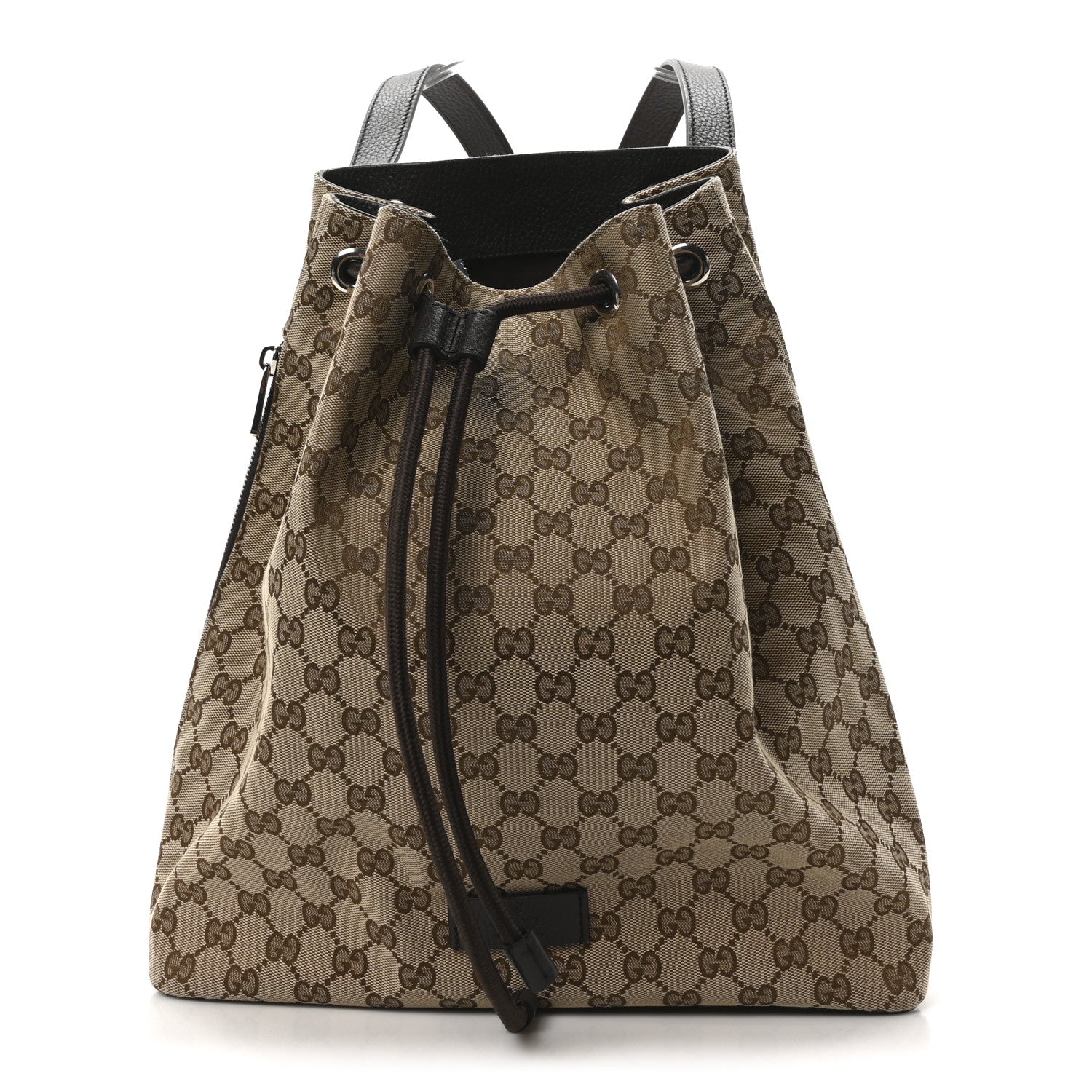 Gucci Monogram Dollar Calfskin O Drawstring Backpack Beige Ebony Testa di Moro Dark Chocolate 1 of 10
