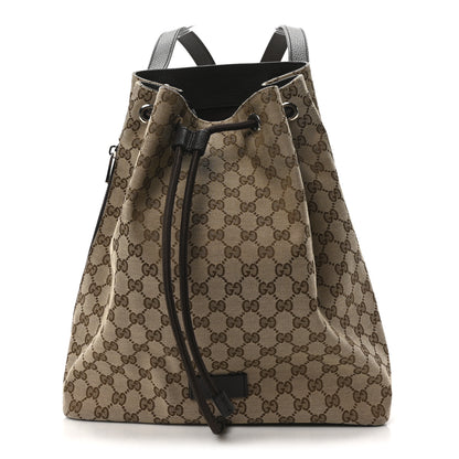 Gucci Monogram Dollar Calfskin O Drawstring Backpack Beige Ebony Testa di Moro Dark Chocolate 1 of 10