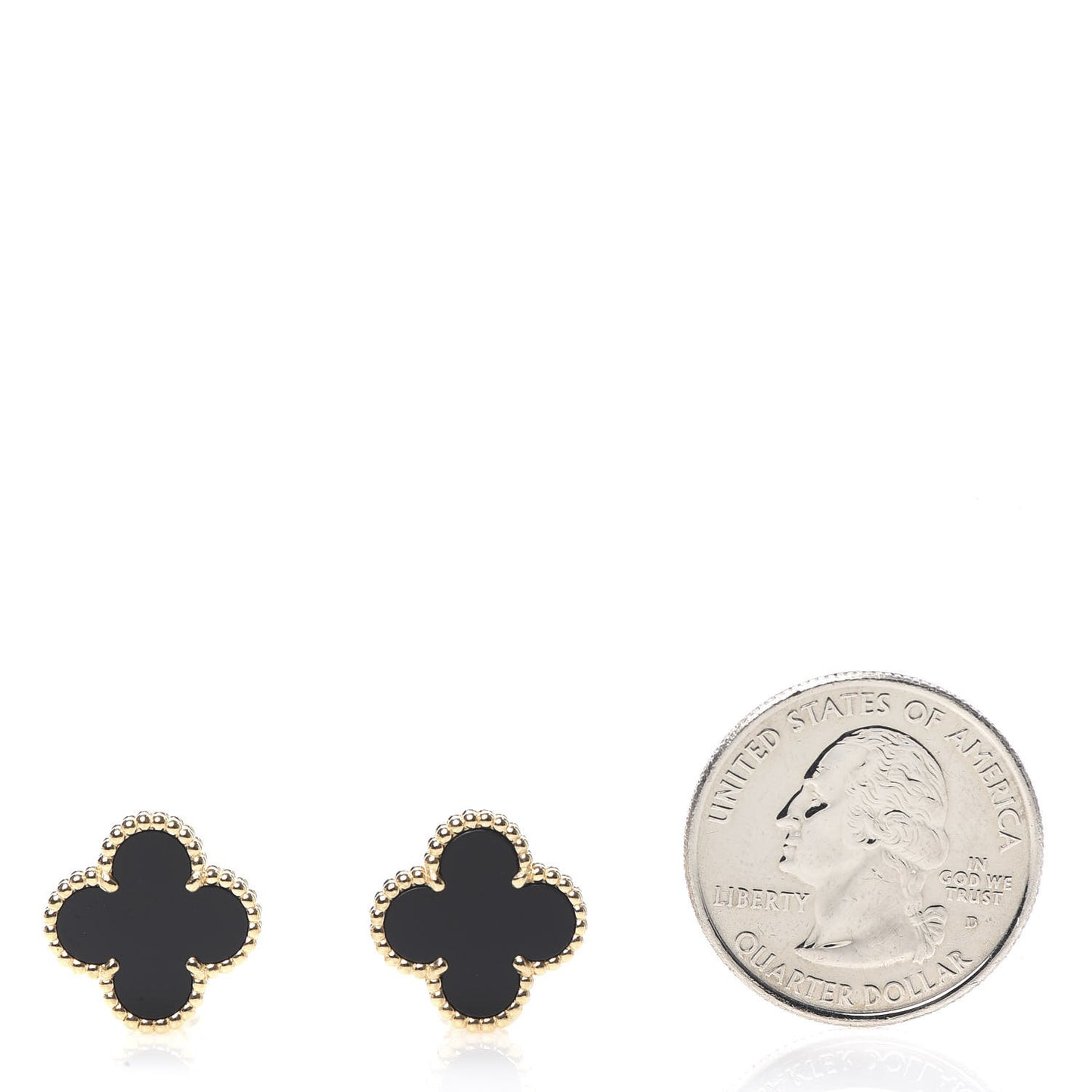 18K Yellow Gold Black Onyx Vintage Alhambra Earrings