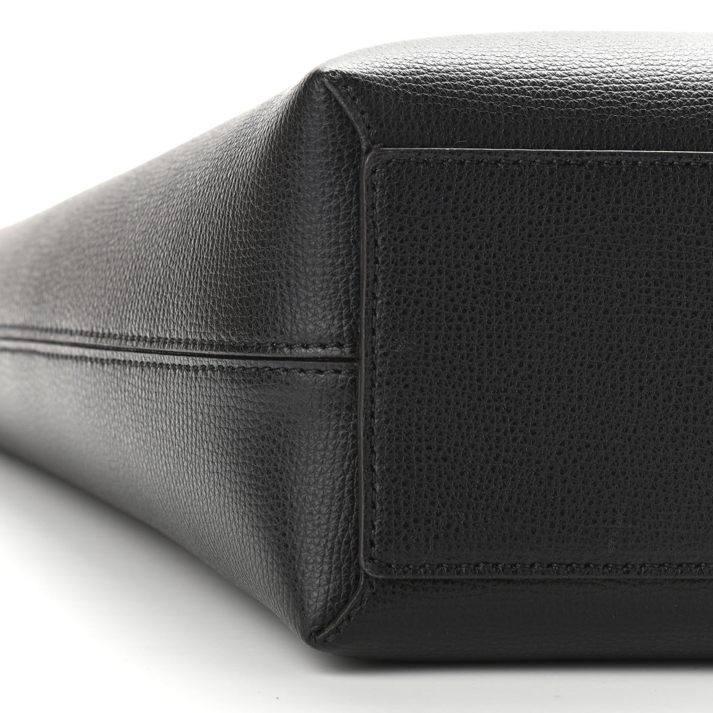Grainy Calfskin Haymarket Check Small Reversible Tote Black