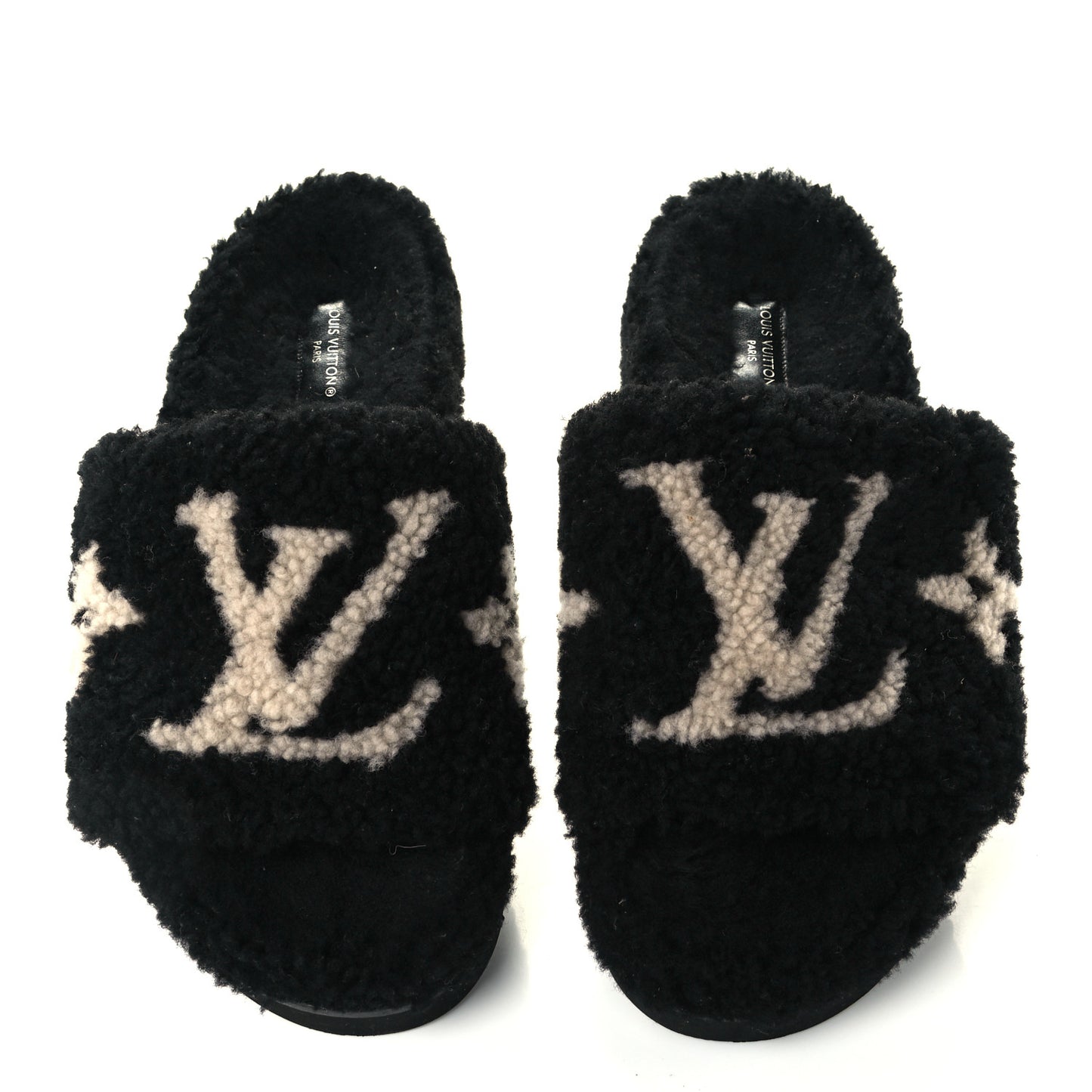 Shearling Monogram Giant Paseo Flat Comfort Mule 38 Black