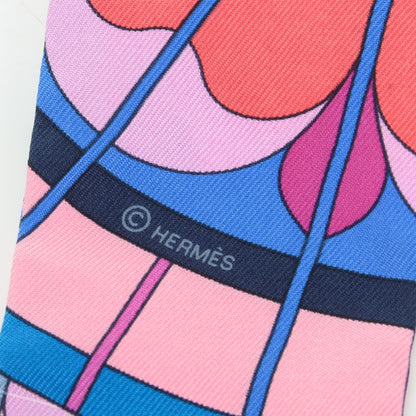 Hermes Silk Rose de Compas Twilly Turquoise Fuchsia Bleu 4 of 5
