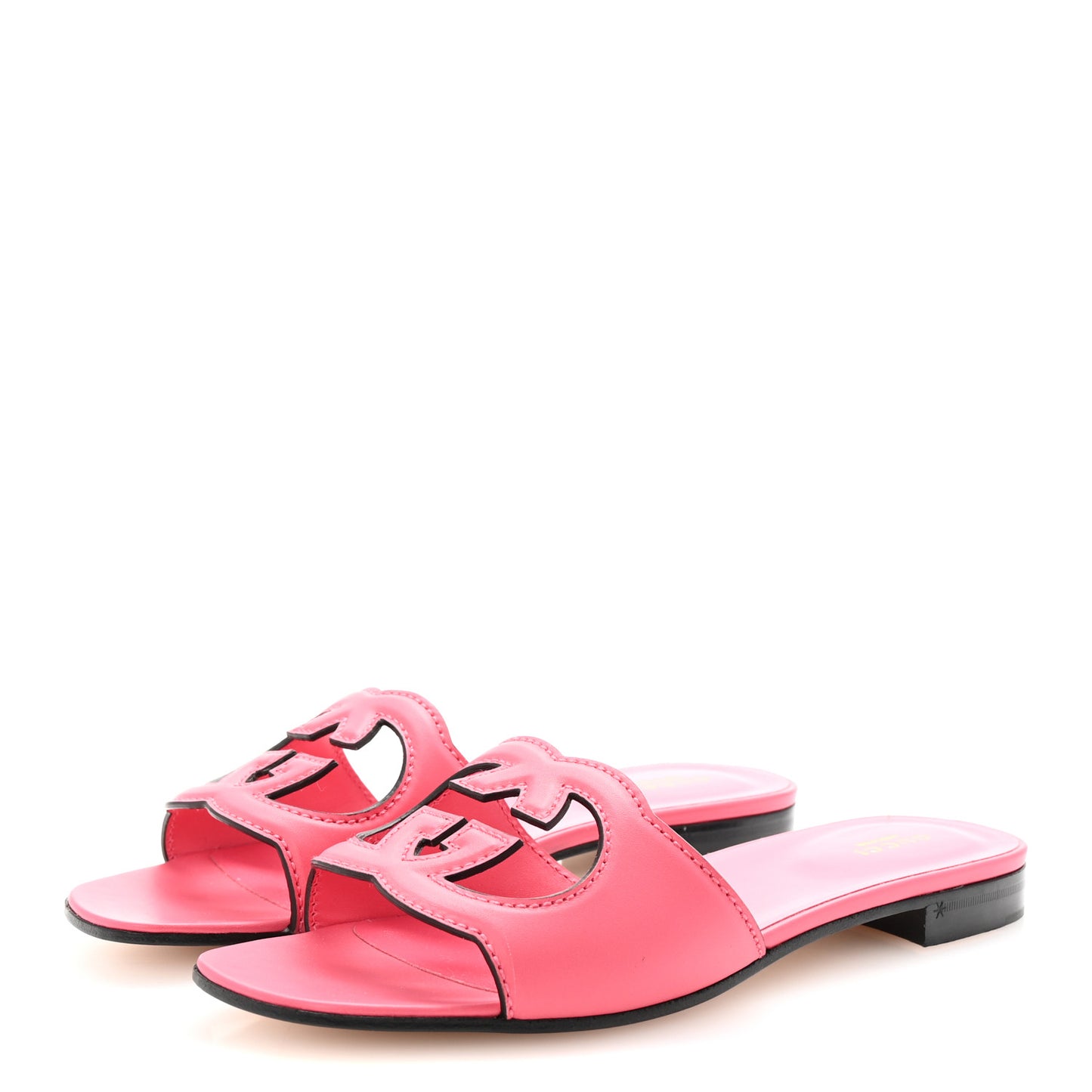 Cosmos Softy Calfskin Interlocking G Cut Out Slide Sandals 40 Rhodamine Pink