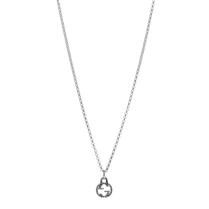 Gucci Sterling Silver Small Textured Interlocking G Pendant Necklace 1 of 4