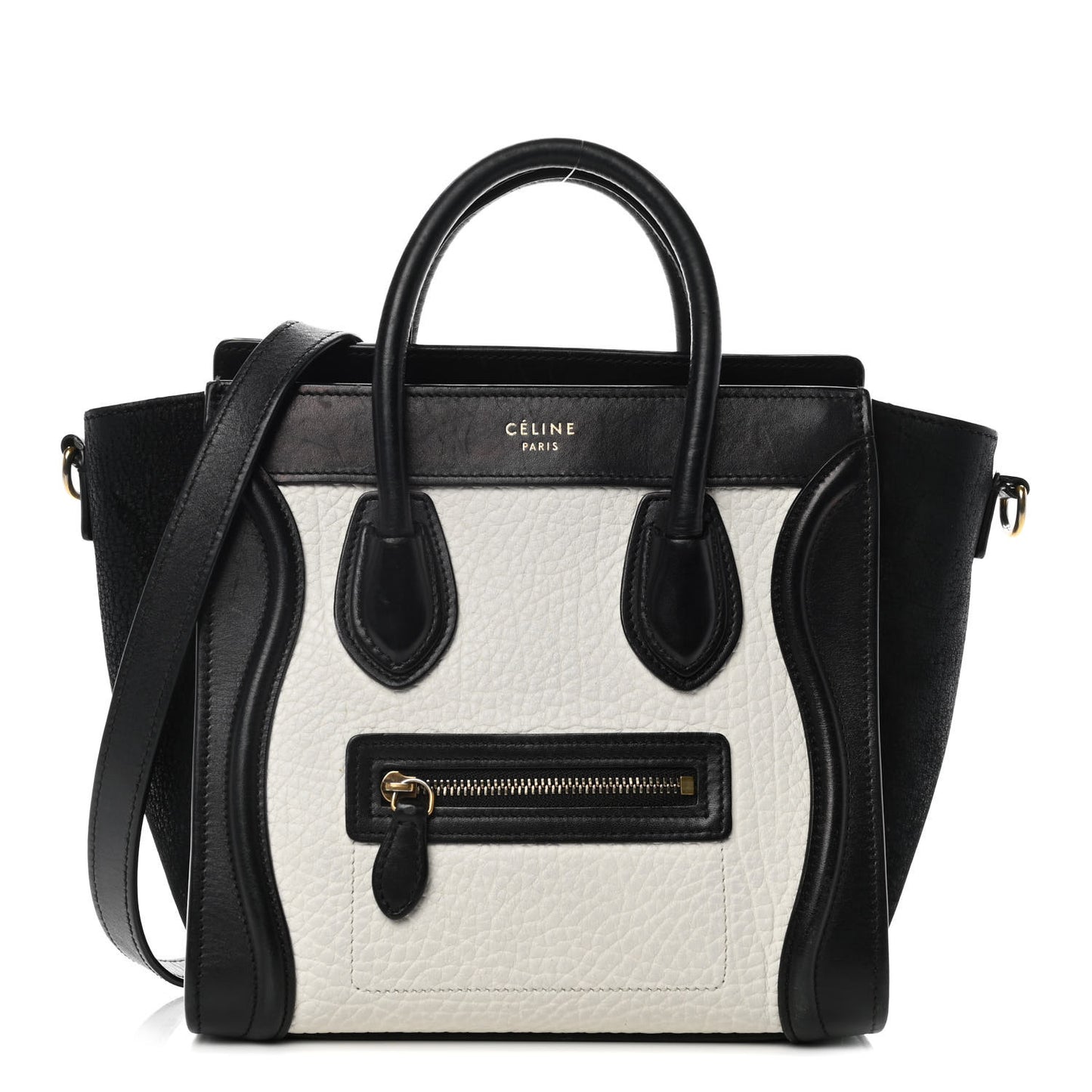 Bullhide Calfskin Nubuck Bi-Color Nano Luggage Black White