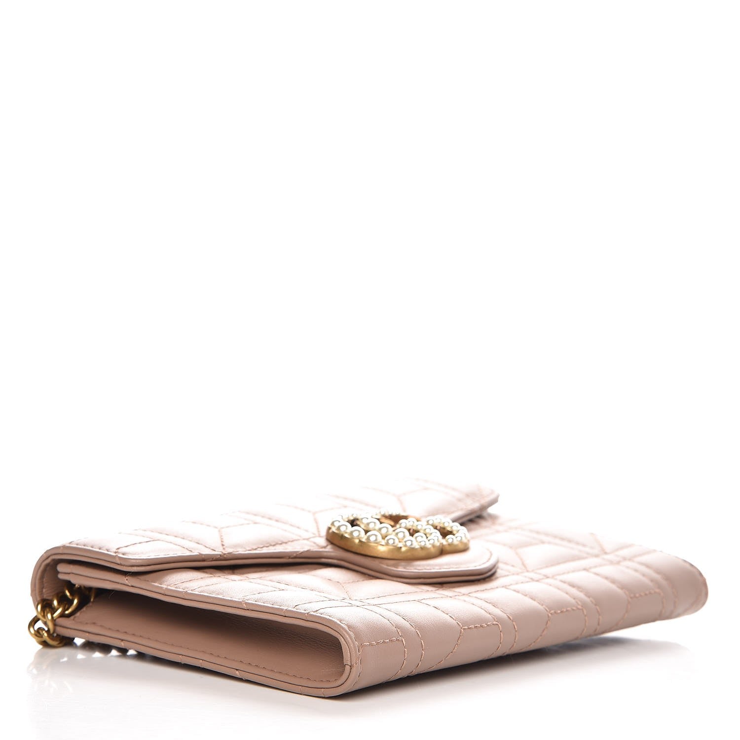 Gucci Calfskin Matelasse Mini Pearly GG Marmont Chain Wallet Porcelain Rose 3 of 5