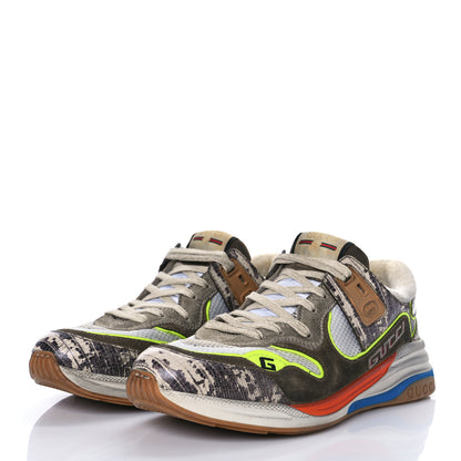 Gucci Suede Calfskin Tejus Printed Mens Ultrapace Sneakers 7.5 Natural Ardesia Neon Yellow 4 of 13