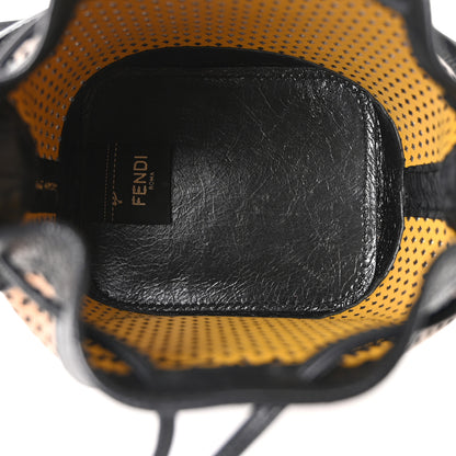 Fendi Vitello Liberty Glossy Lambskin F is Fendi Perforated Mini Mon Tresor Bucket Bag Sand Mimosa Black 5 of 10