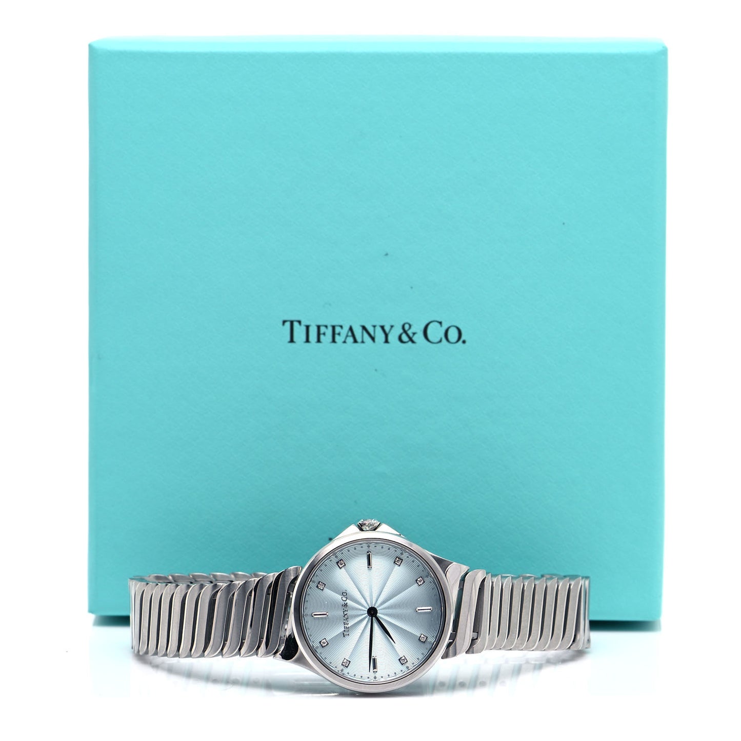 Stainless Steel Diamond 28mm Metro 2-Hand Quartz Watch Ice Blue