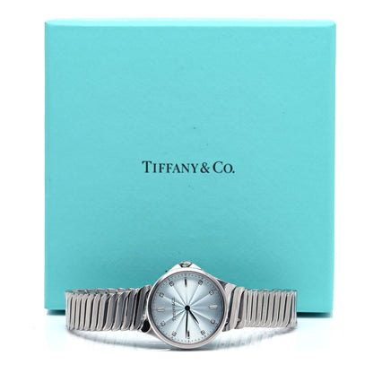 Tiffany Stainless Steel Diamond 28mm Metro 2-Hand Quartz Watch Ice Blue 5 of 5