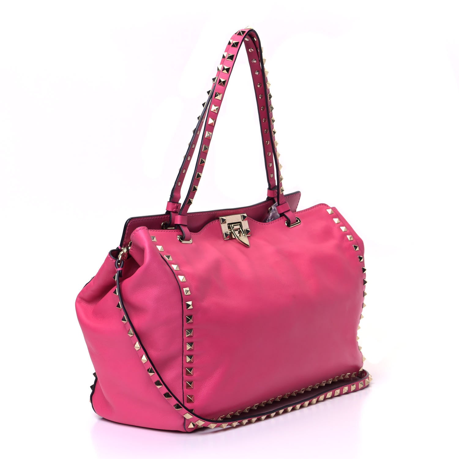 Valentino Garavani Vitello Medium Rockstud Tote Pop Fuxia 2 of 6