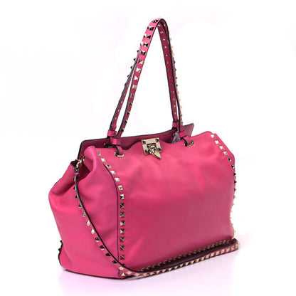 Valentino Garavani Vitello Medium Rockstud Tote Pop Fuxia 2 of 6