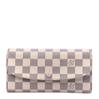 Louis Vuitton Damier Azur Emilie Wallet Rose Ballerine 1 of 8