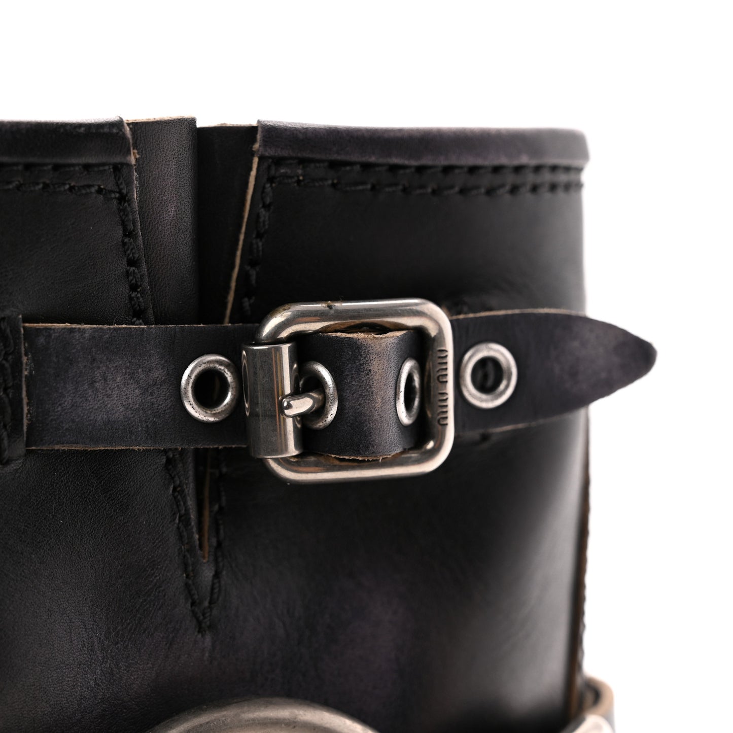 Calfskin Harness Enigneer Boots 40 Black