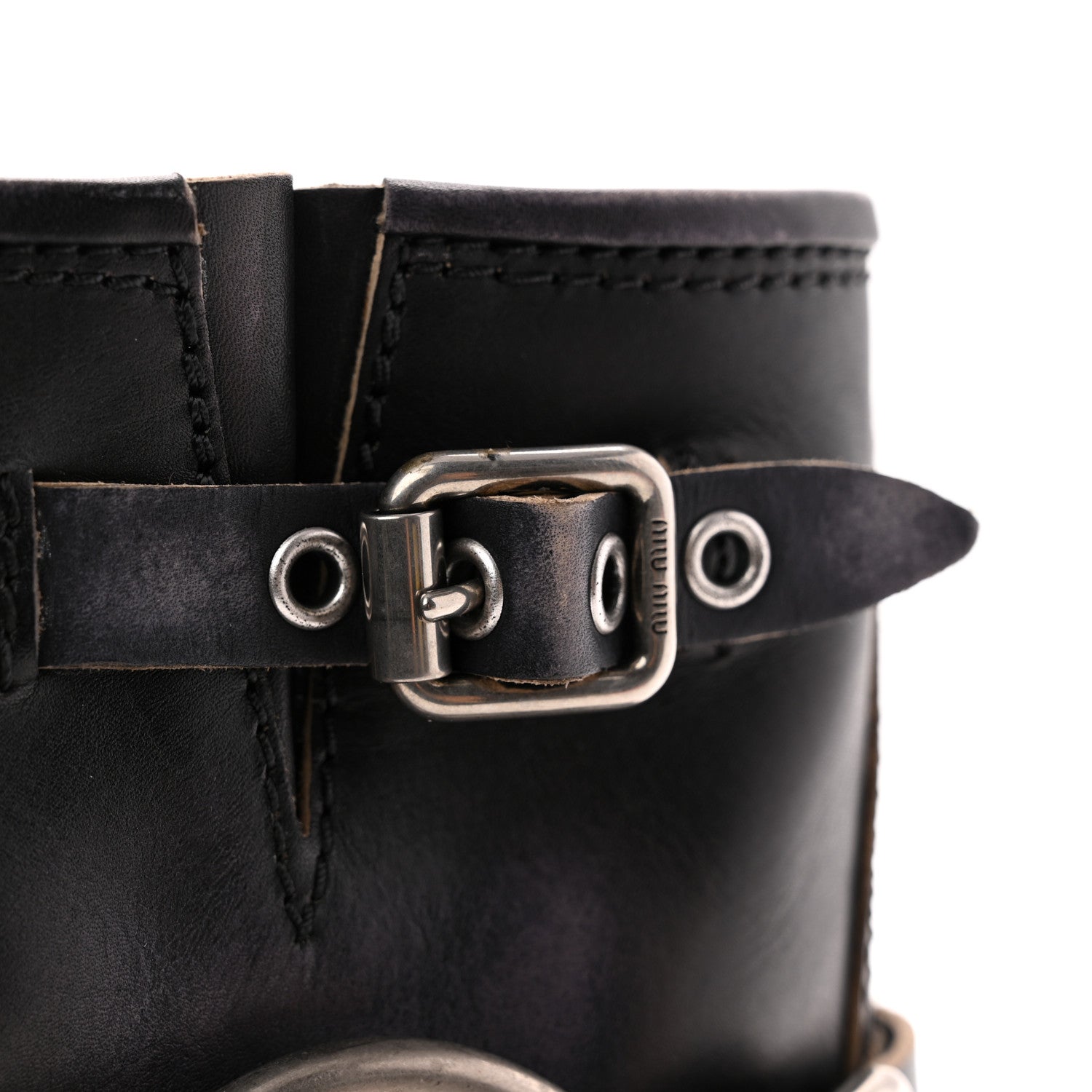 Miu Miu Calfskin Harness Enigneer Boots 40 Black 10 of 10